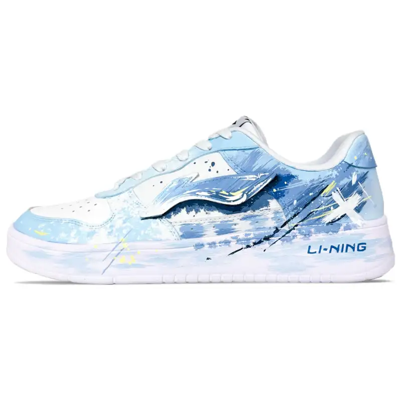 LiNing Pontoon Boats Slip Resistant Cushioning Abrasion Resistant Low Top Skateboard Shoes Men's Blue
