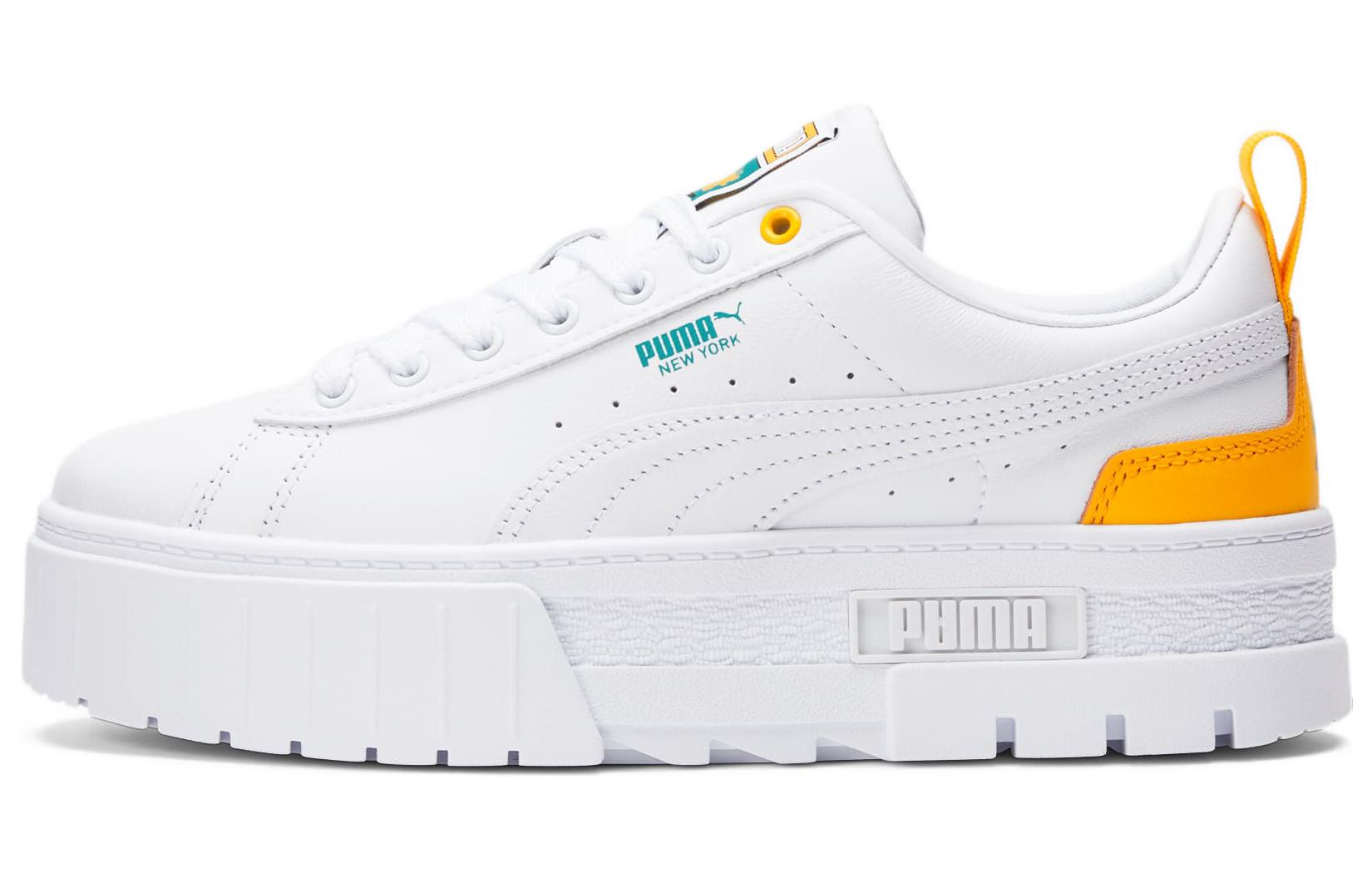 PUMA Mayze Nyc Slip Resistant Abrasion Resistant Low top Skateboard Shoes Women's White