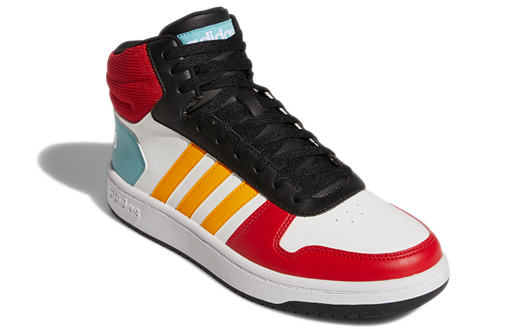 Мужские кроссовки adidas neo Hoops 2.0 (белый / черный / красный / желтый) — Белый / чёрный / красный / жёлтый — фото 3
