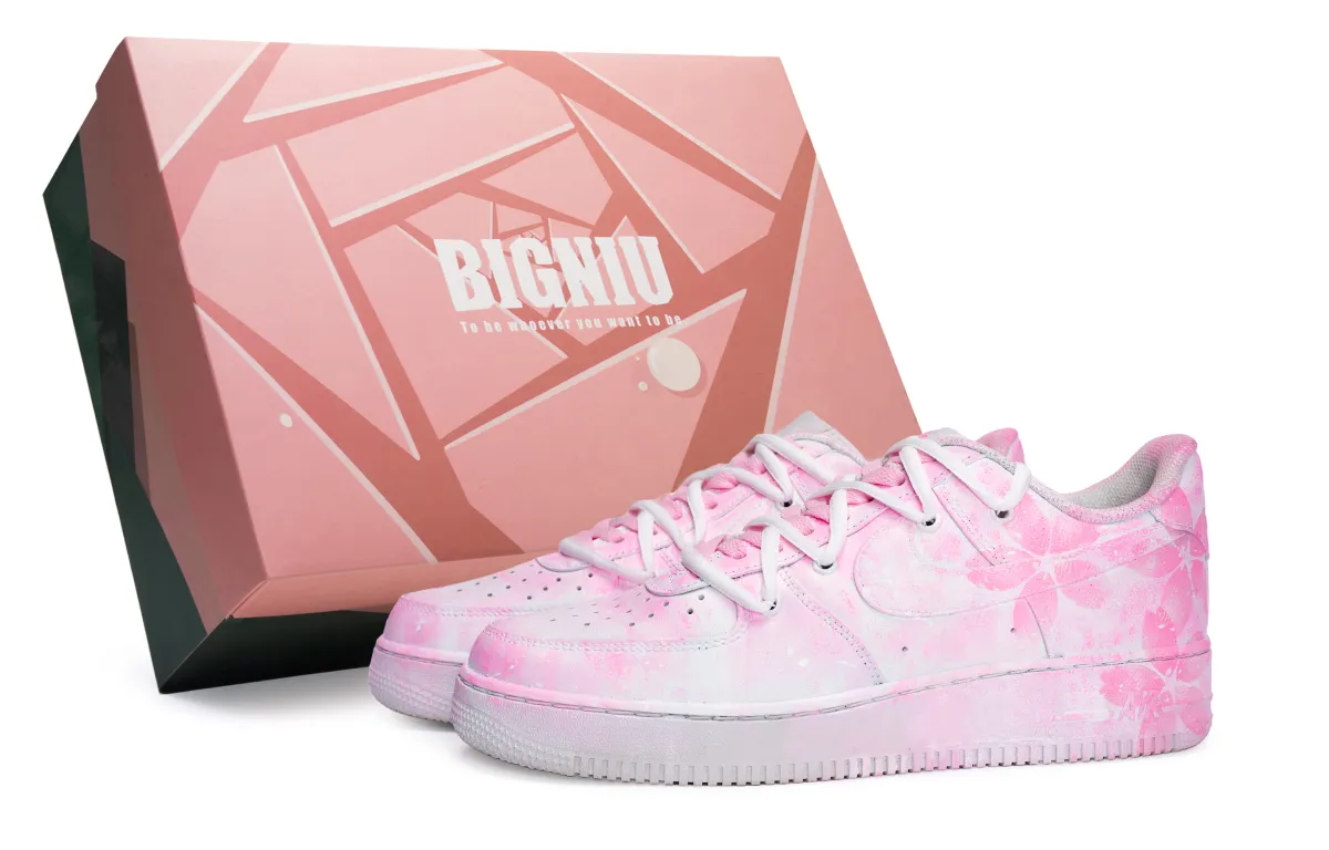 Nike Air Force 1 Unnamed Flower Slip Resistant Low top Skateboard Shoes Unisex Pink White