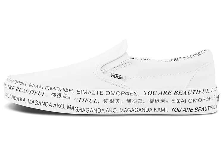 Vans CLASSIC SLIP on Classic Slip on Canvas Abrasion Resistant Low top Skateboard Shoes Women's White, Danmu