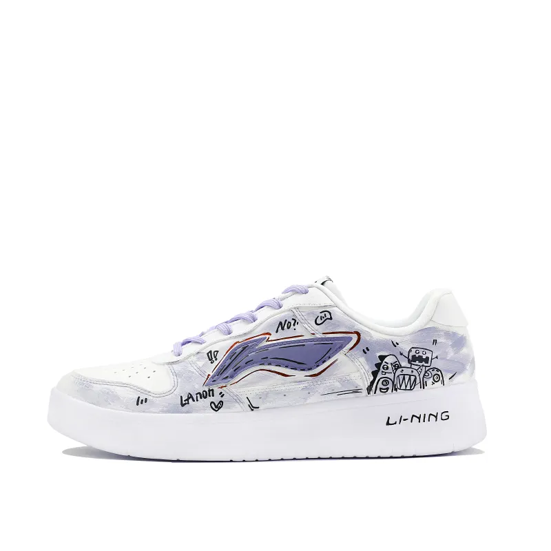 Li Ning Floating Boat Slip Resistant Abrasion Resistant Balance Low top Skateboard Shoes Men's Light Purple