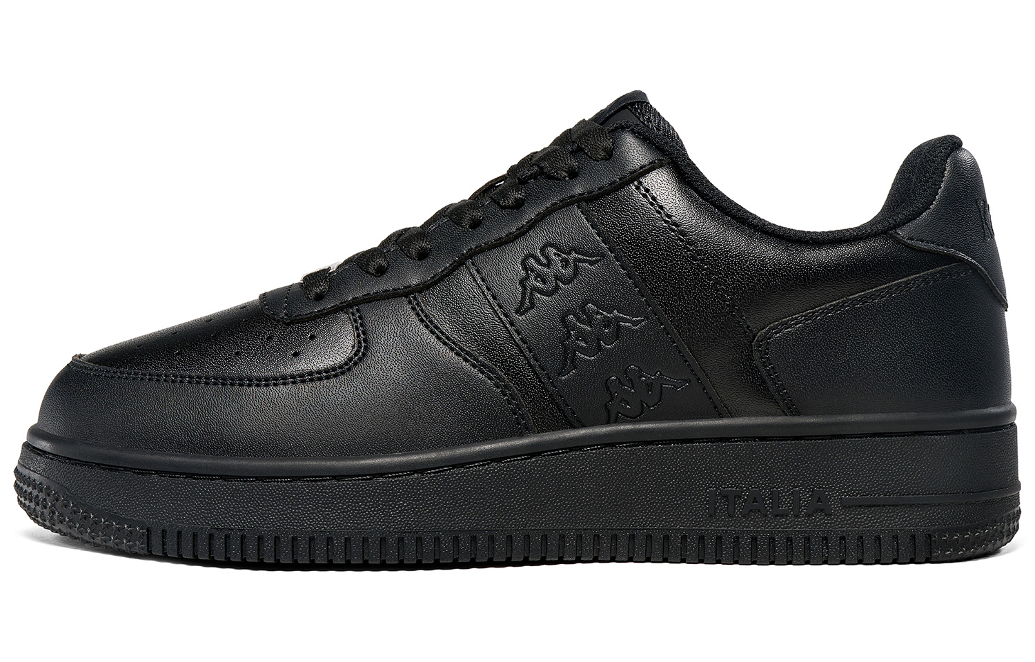 Kappa Kappa back to back, trendy and versatile, Black Warrior, casual and comfortable, urban commuting, non-slip, wear-resistant, lightweight and breathable, low-cut sneakers, same style for men and women, black
