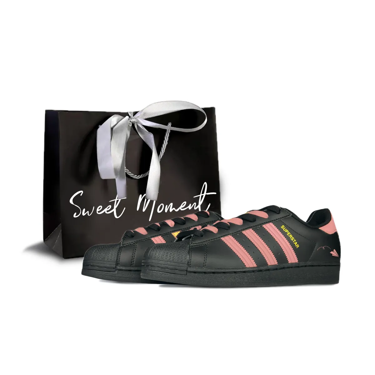 Adidas Originals SUPERSTAR Skateboard Shoes Unisex Low Top Black Pink