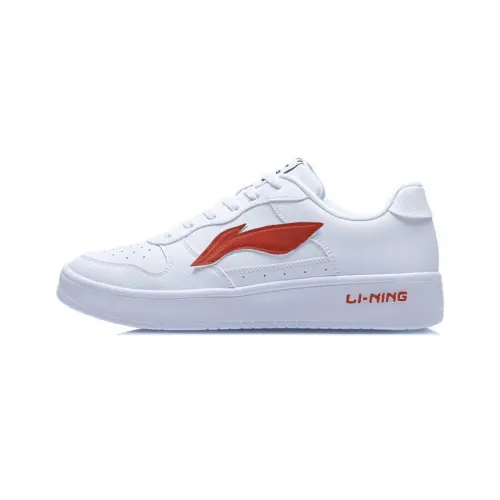 Li Ning Floating Boat Slip Resistant, Abrasion Resistant, Breathable Low top Skateboard Shoes Unisex Red White