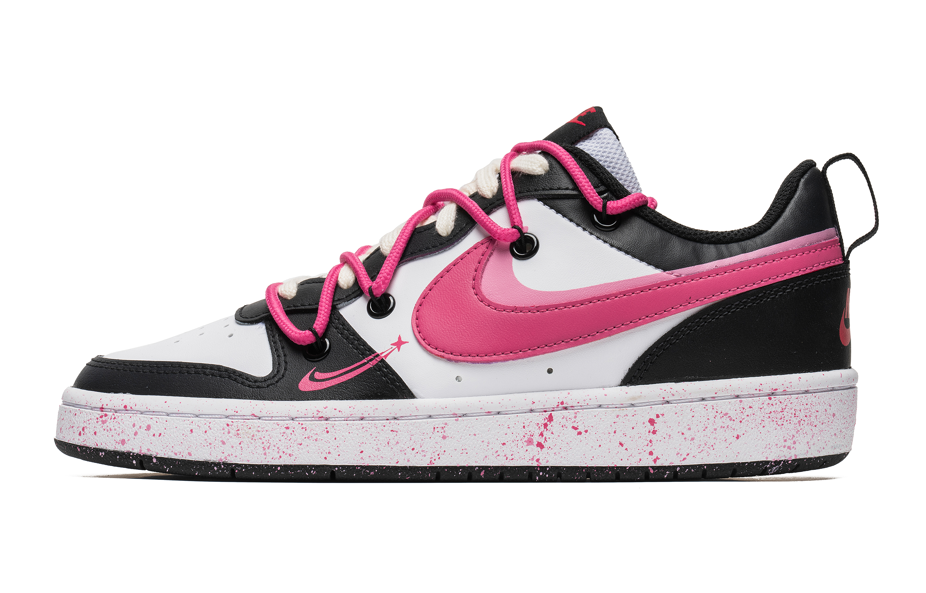 Nike Court Borough Low 2 Low top Skateboard Shoes GS Black White Purple