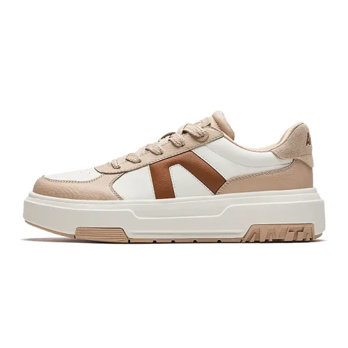 Anta Life Collection Slip Resistant Abrasion Resistant Cushioning Low top Skateboard Shoes Women's White Brown