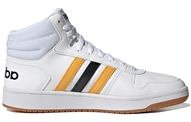 Мужские кеды adidas neo Hoops 2.0 Mid (бело-желто-черные) — Белый / жёлтый / чёрный — фото 2