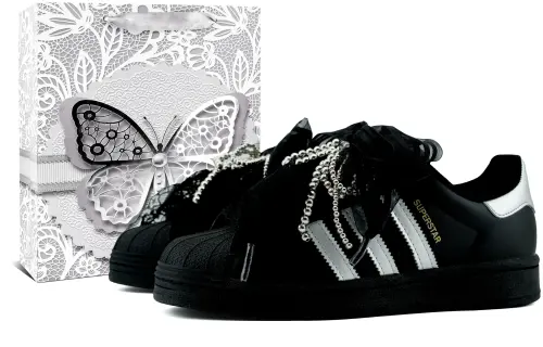 Adidas Originals SUPERSTAR Lightweight Breathable Low top Skateboard Shoes Women's Black Silver