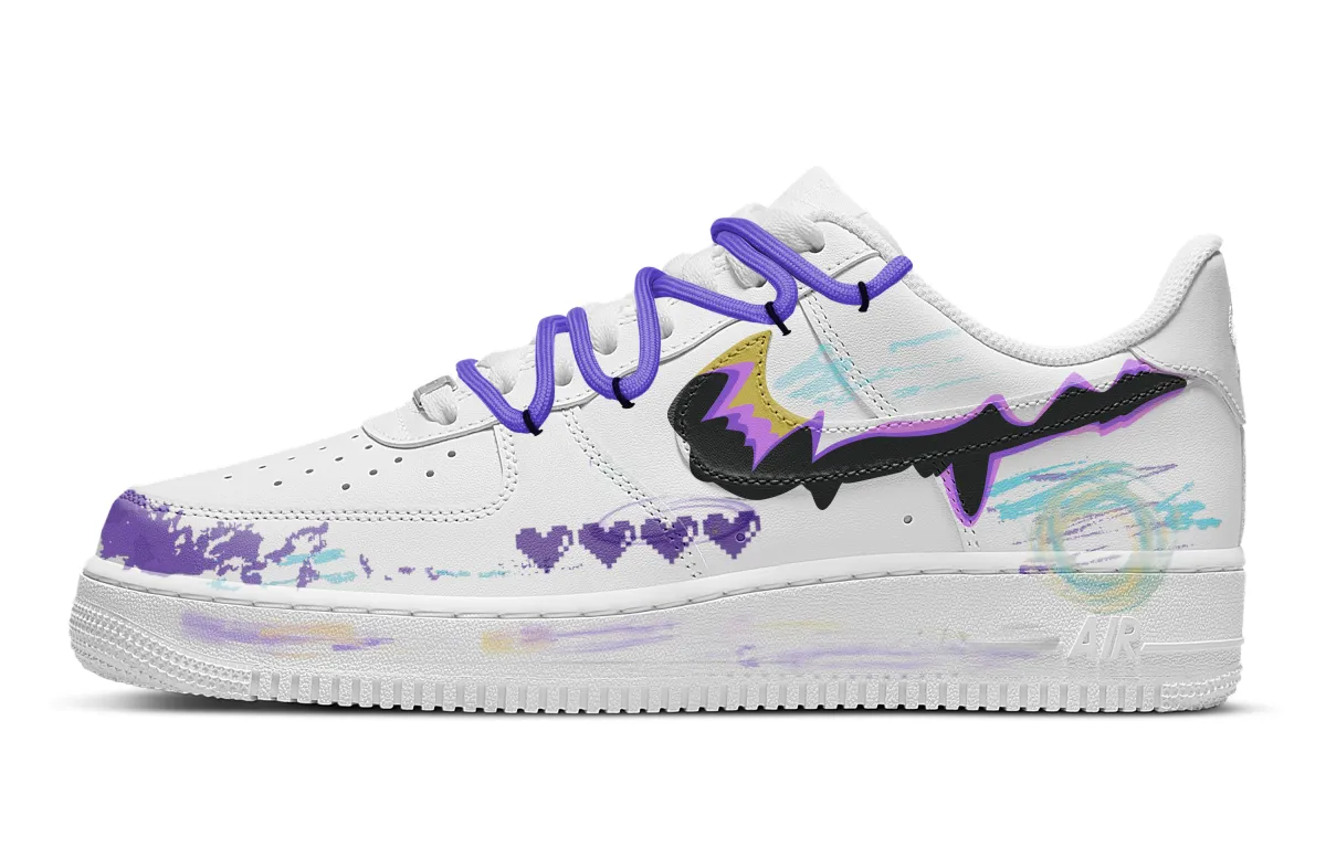 Nike Air Force 1 Purple Light Flowing Melody Leather Slip Resistant Cushioning Low top Skateboard Shoes Men's White