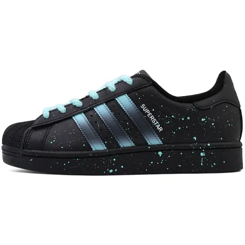 Adidas Originals Superstar 2 Abrasion Resistant Low top Skateboard Shoes Unisex Black Blue