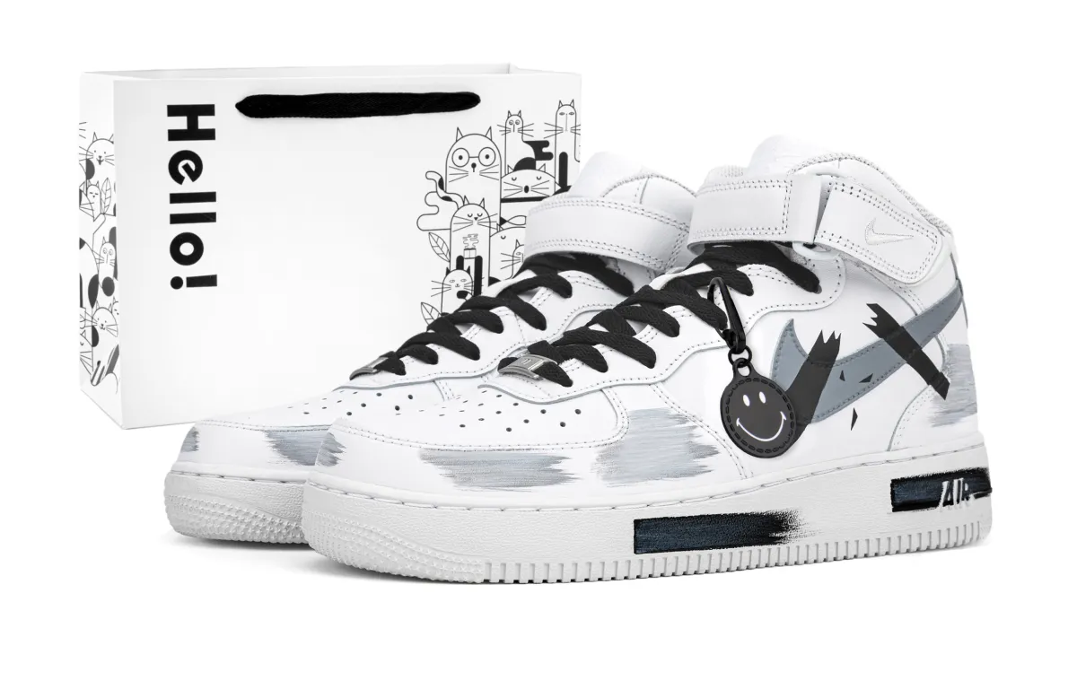 Nike Air Force 1 Slip Resistant, Abrasion Resistant, Lightweight Mid top Skateboard Shoes Unisex Concrete Gray