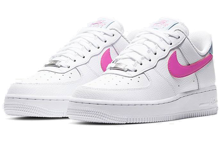 Женские кроссовки Nike Air Force 1 (бело-розово-синие) — Розовый / белый / синий — фото 3