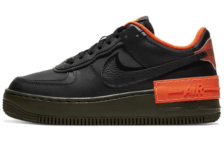 Женские кроссовки Nike Air Force 1 Shadow (черно-оранжевые) — Чёрный / оранжевый — фото 1