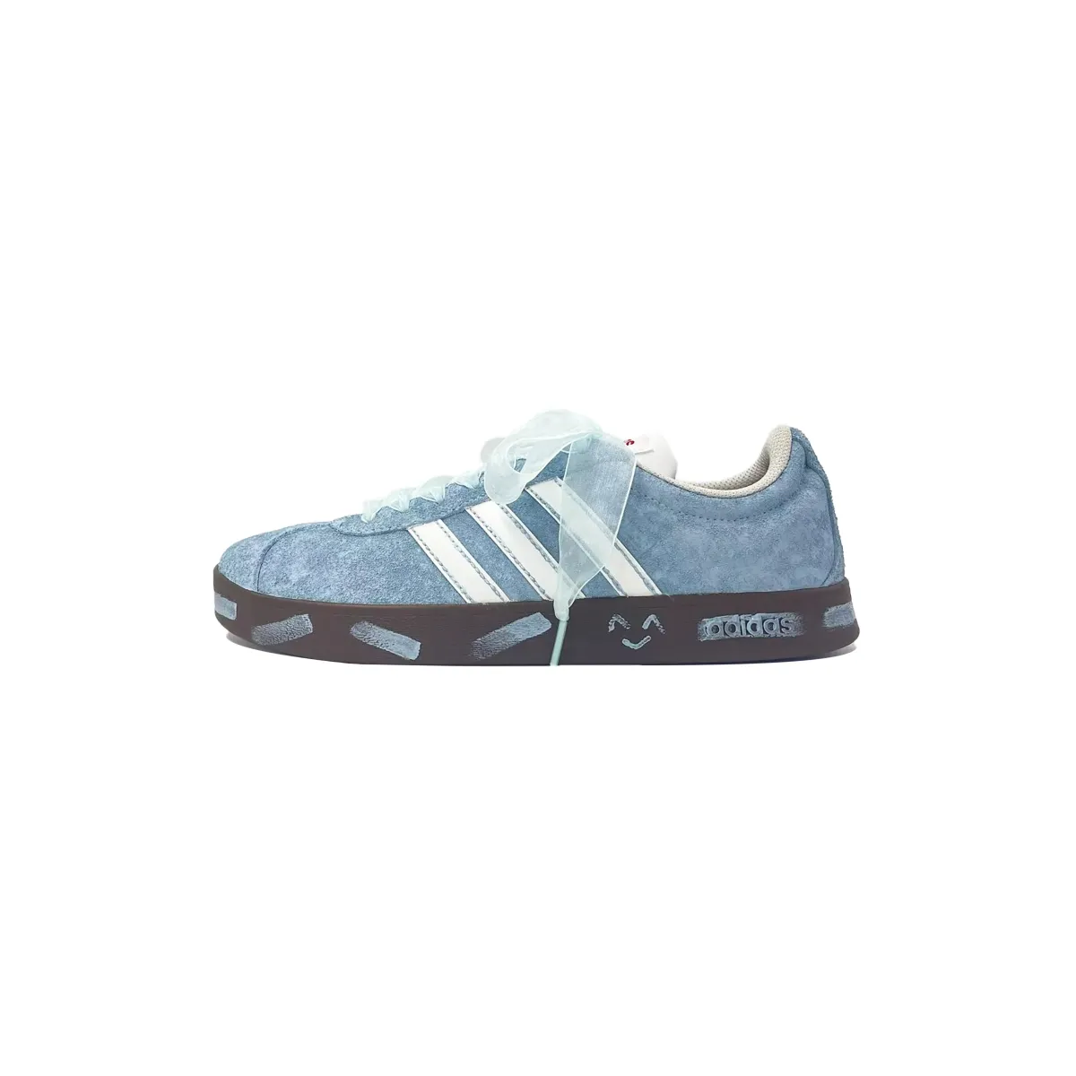 Adidas VL COURT 2.0 Fresh Blueberry, Casual Style Lightweight Low top Skateboard Shoes Unisex Blue White