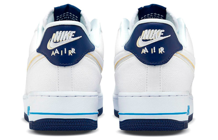 Кроссовки Nike Air Force 1 "White Canvas" (белый / синий) — фото 5