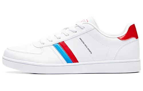 Anta Abrasion Resistant Lightweight Wear resistant And Lightweight Low top Skateboard Shoes Men's White Red Blue