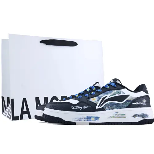 Li Ning Tianji Soft Slip Resistant Abrasion Resistant Low top Skateboard Shoes Men's White Black