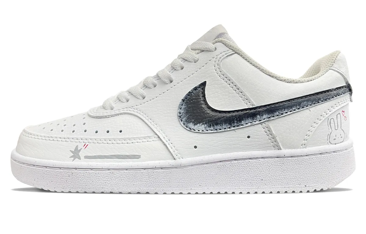 Nike Court Vision Low Abrasion Resistant Low top Skateboard Shoes Unisex Black White