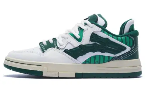 Li Ning Wave Pro Synthetic Leather Abrasion Resistant Breathable Low top Skateboard Shoes Women's White Green