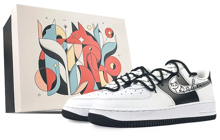 Nike Air Force 1 Cushioning Abrasion Resistant Cushioning, Wear Resistant Low top Skateboard Shoes Men's Black White