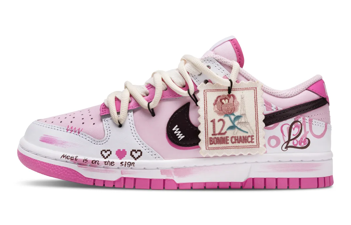 Nike Dunk Pink Encounter Slip Resistant Abrasion Resistant Slip Resistant Abrasion Resistant Low top Skateboard Shoes