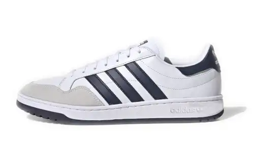 Adidas Originals Team Court Slip Resistant Slip Resistant Low top Skateboard Shoes Men's White Navy Blue