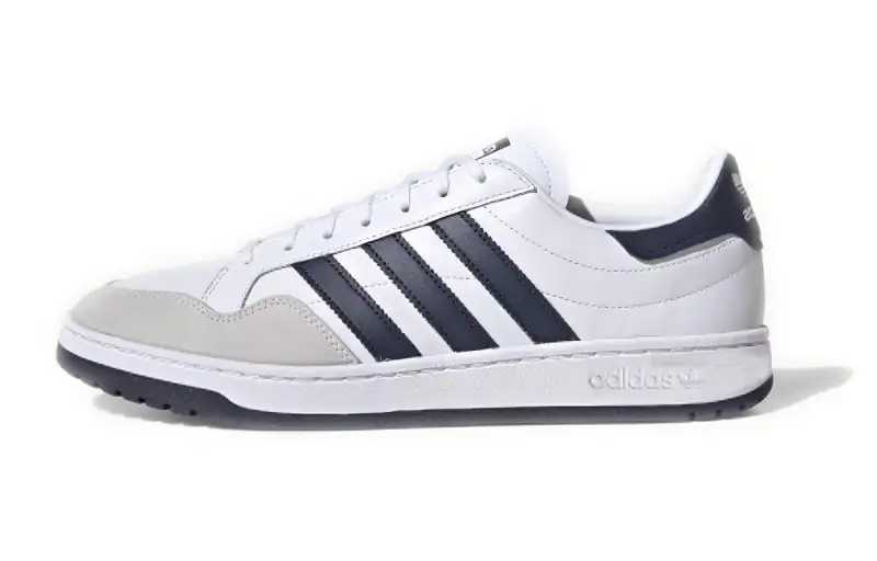 Adidas Originals Team Court Slip Resistant Slip Resistant Low top Skateboard Shoes Men's White Navy Blue