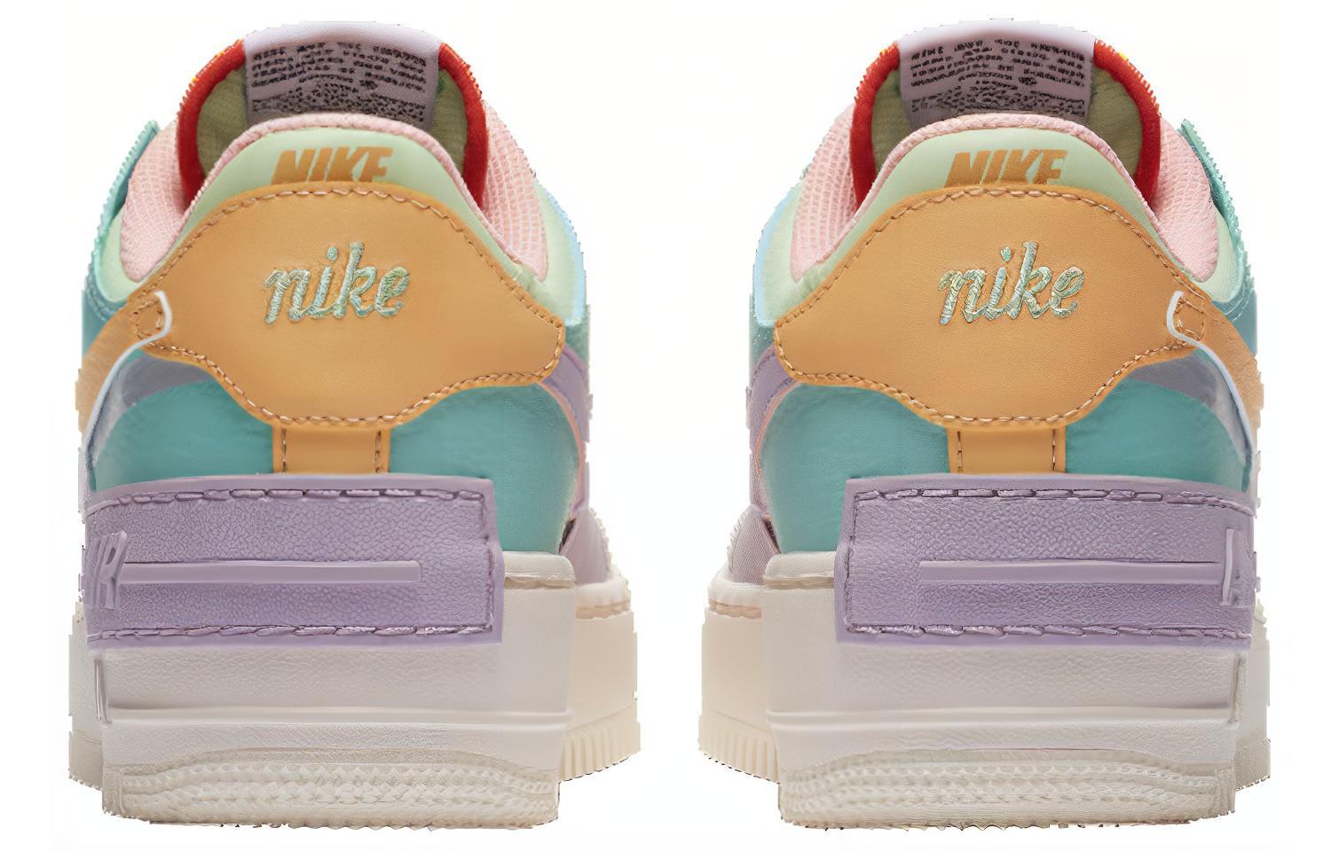 Женские кроссовки Nike Air Force 1 (фиолетово-желтые) — 淡象牙白/热带绿/蒸气绿/天体金 — фото 5