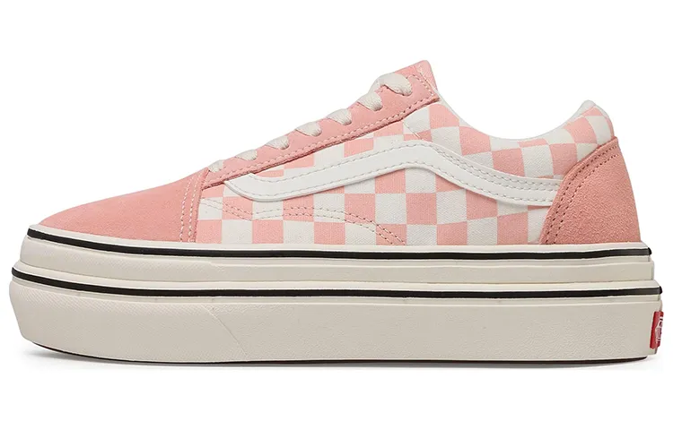 Vans Old Skool Casual Low top Skateboard Shoes Women's Pink White Checkerboard