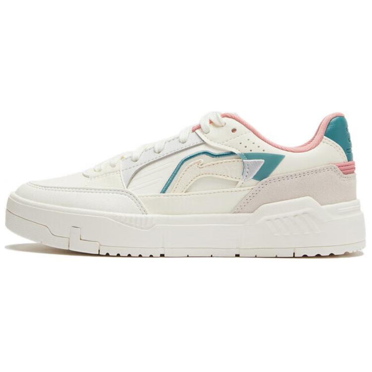 Li Ning Common 80s Slip Resistant Abrasion Resistant Low top Skateboard Shoes Women's White Green