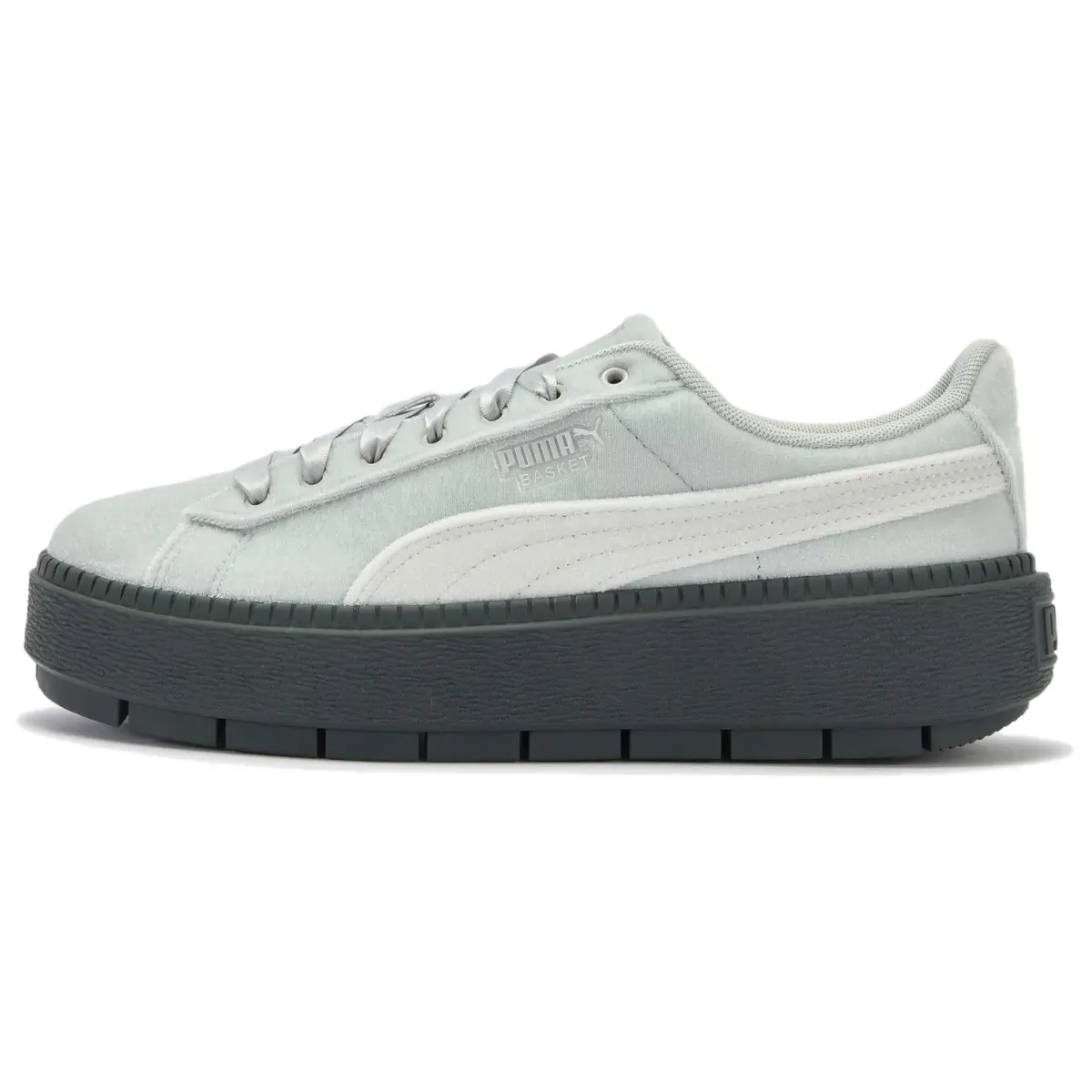 PUMA Platform Abrasion Resistant Low top Skateboard Shoes Women's Light Gray