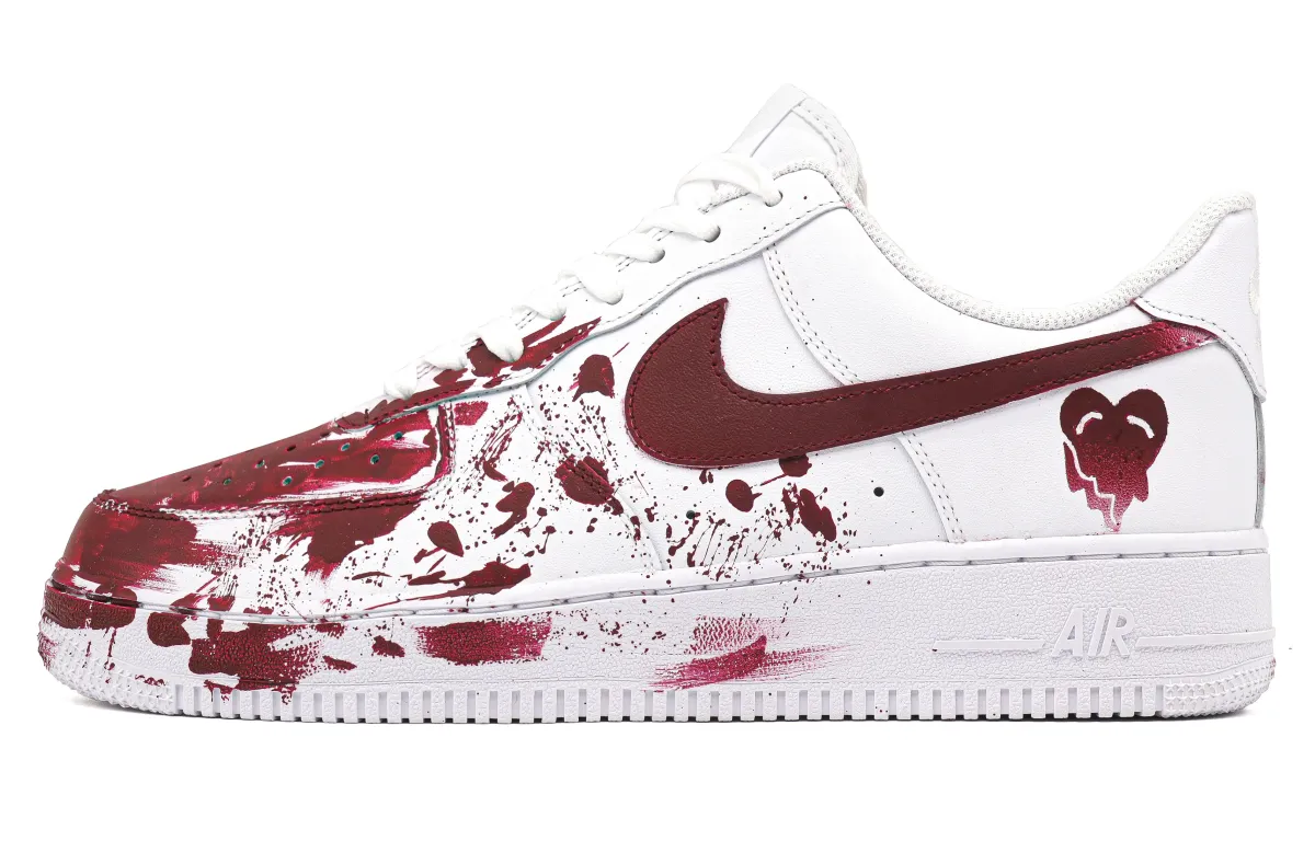 Nike Air Force 1 Blood Romance Lightweight Low top Skateboard Shoes Unisex White Red