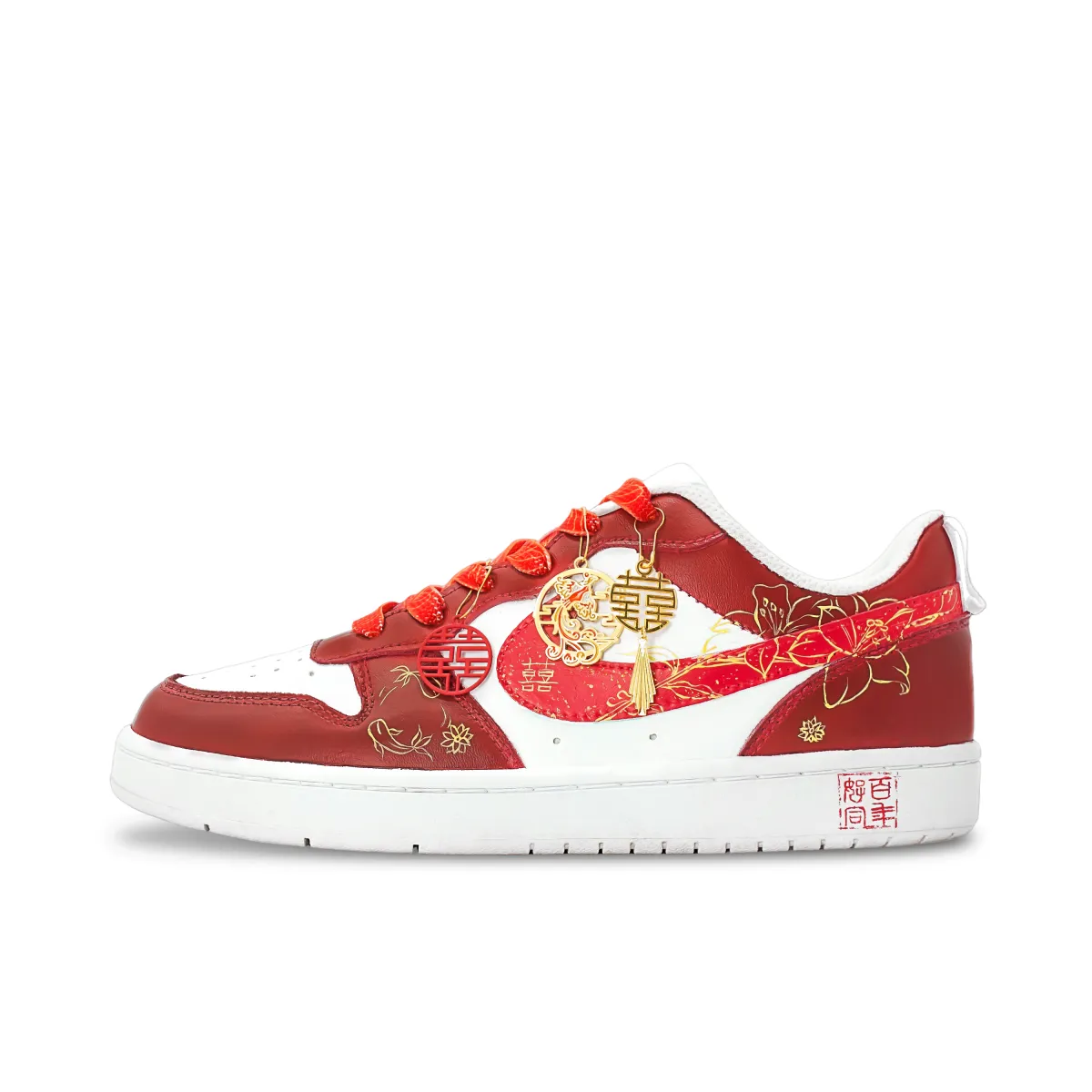 Nike Court Borough Skateboard Shoes Unisex Low Top Red Gold