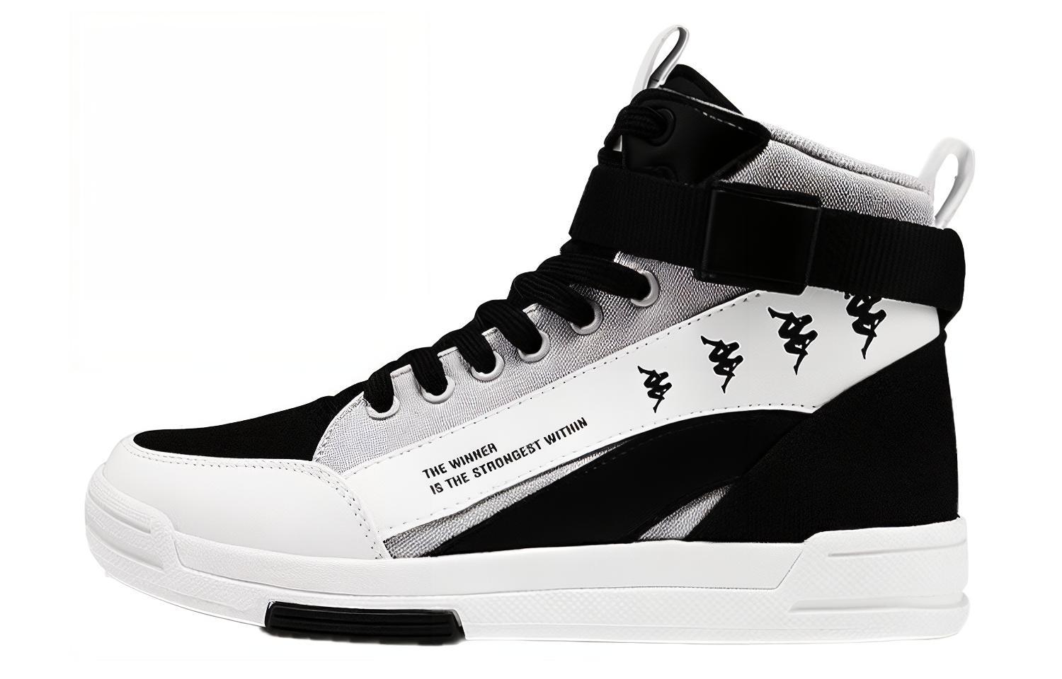 Kappa BANDA Coverage Slip Resistant Coverage Slip Resistant High top Skateboard Shoes Unisex Black White