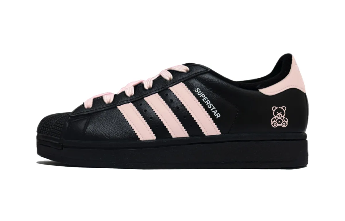 Adidas Originals Superstar 2 Puppy Fragment Low top Skateboard Shoes Unisex Black Pink