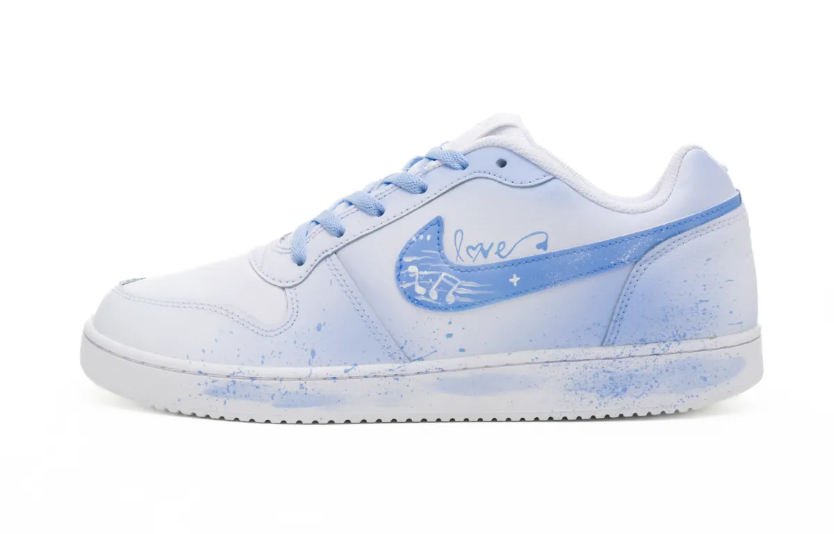 Nike EBERNON Dynamic Five Staff Blue Purple Slip Resistant Abrasion Resistant Low top Skateboard Shoes Men's White