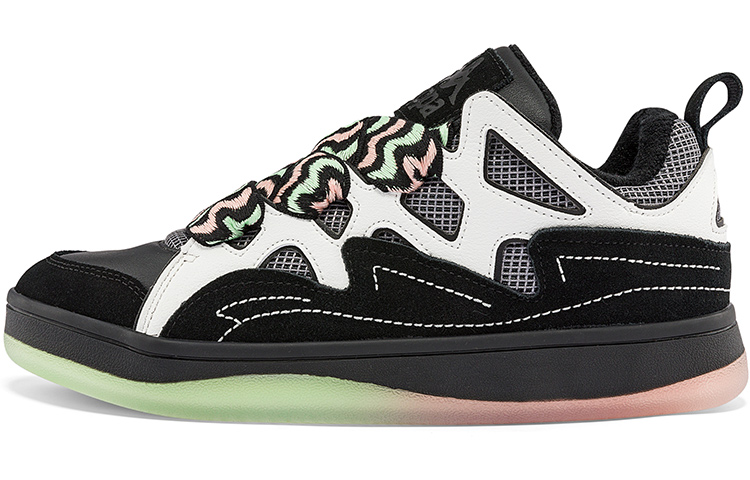Kappa Fatty Synthetic Leather, Textile Abrasion Resistant Coverage Slip Resistant Low top Skateboard Shoes Unisex Black