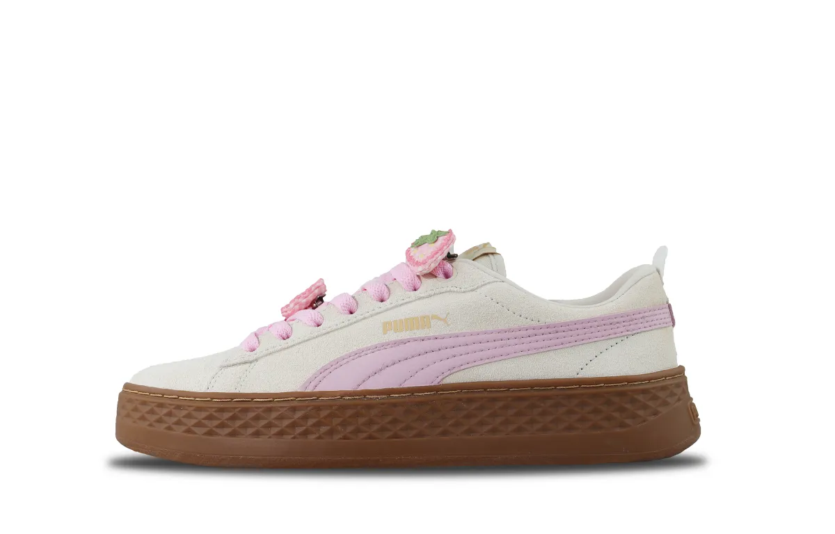 PUMA Smash Platform Slip Resistant Abrasion Resistant Low top Skateboard Shoes Women's Beige