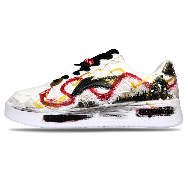 Li Ning Floating Boat Slip Resistant, Abrasion Resistant, Breathable Low top Skateboard Shoes Unisex White Black Red