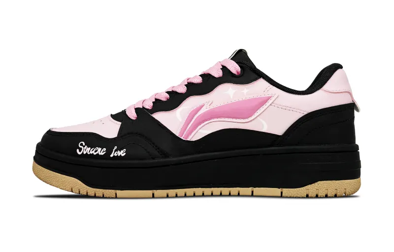 Li Ning Tianji Soft Slip Resistant, Abrasion Resistant, Breathable Low top Skateboard Shoes Women's Black Pink