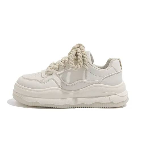 HUANQIU Slip Resistant Abrasion Resistant Slip Resistant Abrasion Resistant Low top Skateboard Shoes Women's Beige