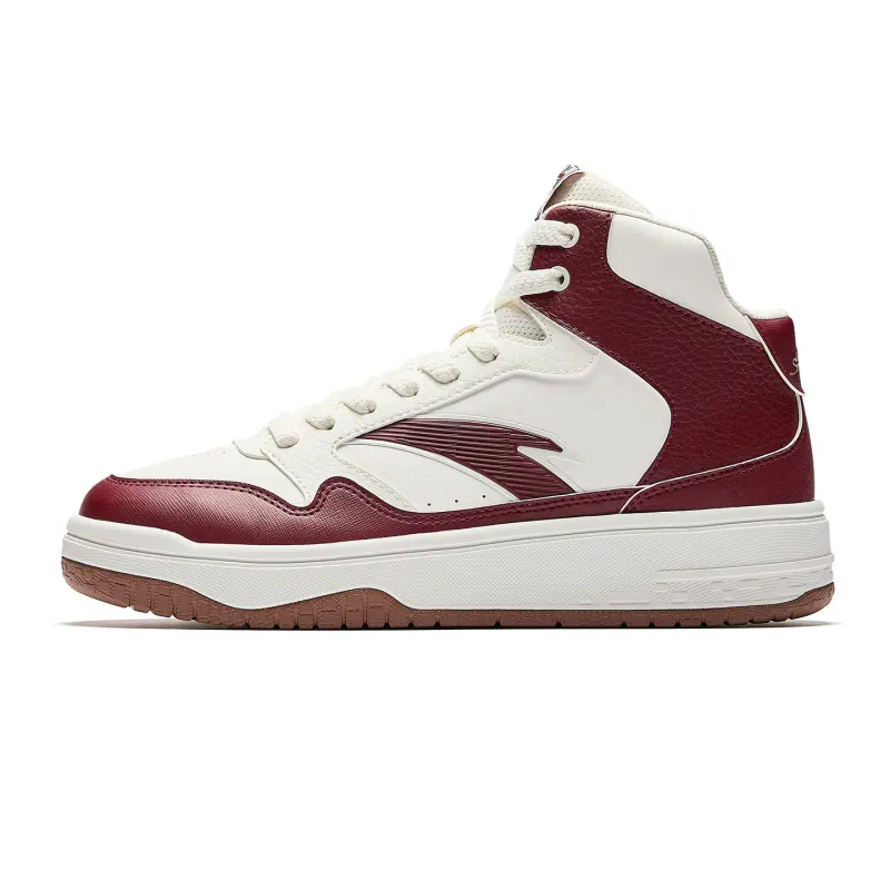 Anta Street Stubborn 3 Synthetic Leather High top Skateboard Shoes Men's Ivory White/Crimson Red