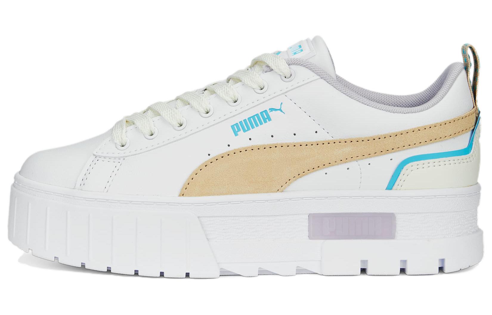 PUMA Mayze Brighter Days Leather Low top Skateboard Shoes Women's White Brown