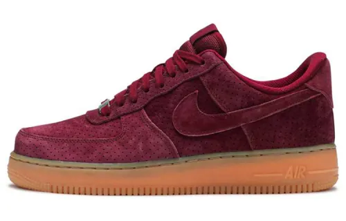 Nike Air Force 1 '07 Leather Wear resistant And Lightweight Low top Skateboard Shoes Women's Burgundy