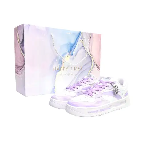 Anta Easy Slip Resistant, Lightweight, And Breathable Low top Skateboard Shoes Unisex Purple White