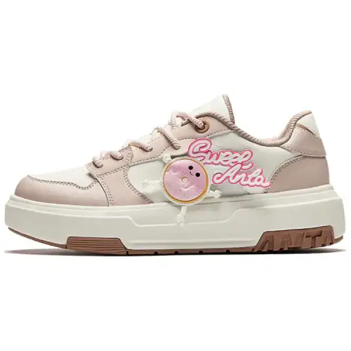 Anta Abrasion Resistant Slip Resistant Coverage Low top Skateboard Shoes Women's White Pink