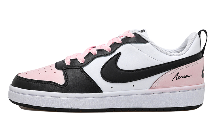 Nike Court Borough Low 2 Abrasion Resistant Low top Skateboard Shoes GS White Black Pink