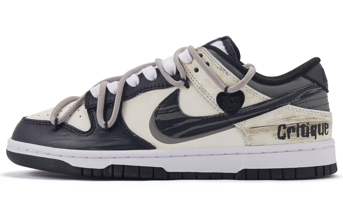 Nike Dunk Criticism Slip Resistant Cushioning Low top Skateboard Shoes Men's Black White