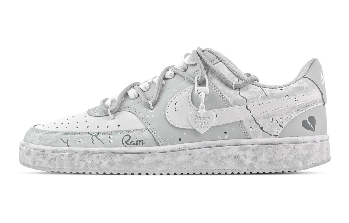 Nike Court Vision Drizzle Crushed Heart Abrasion Resistant Low top Skateboard Shoes Men's Light Gray